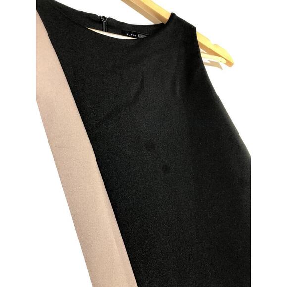 Slate & Willow Colorblock Dress Sleeveless Cutout Hem Sheath Black White Tan L - Picture 9 of 12